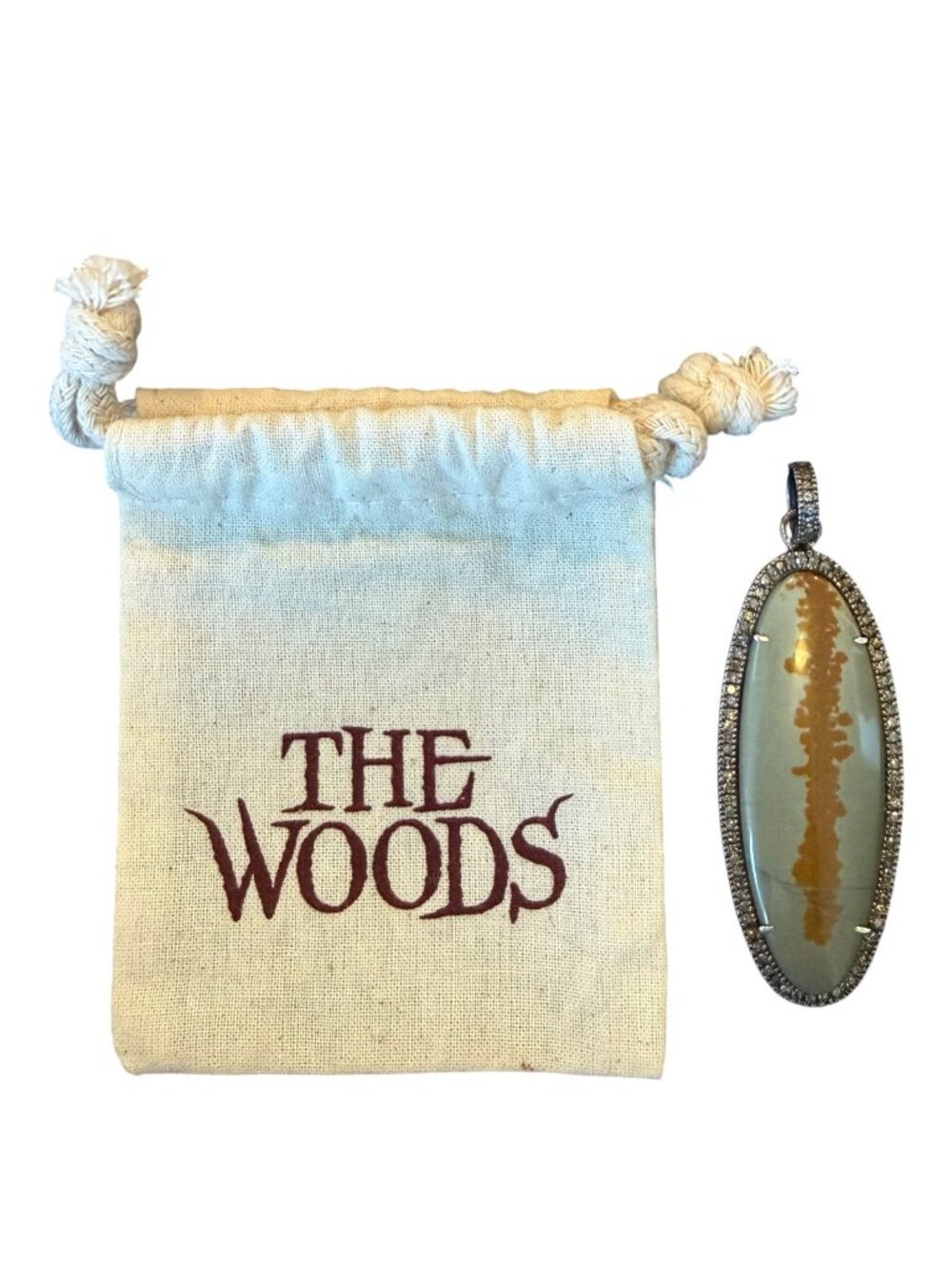 The Woods Fine Jewelry Cabochon Green Jasper and Diamond Pendant